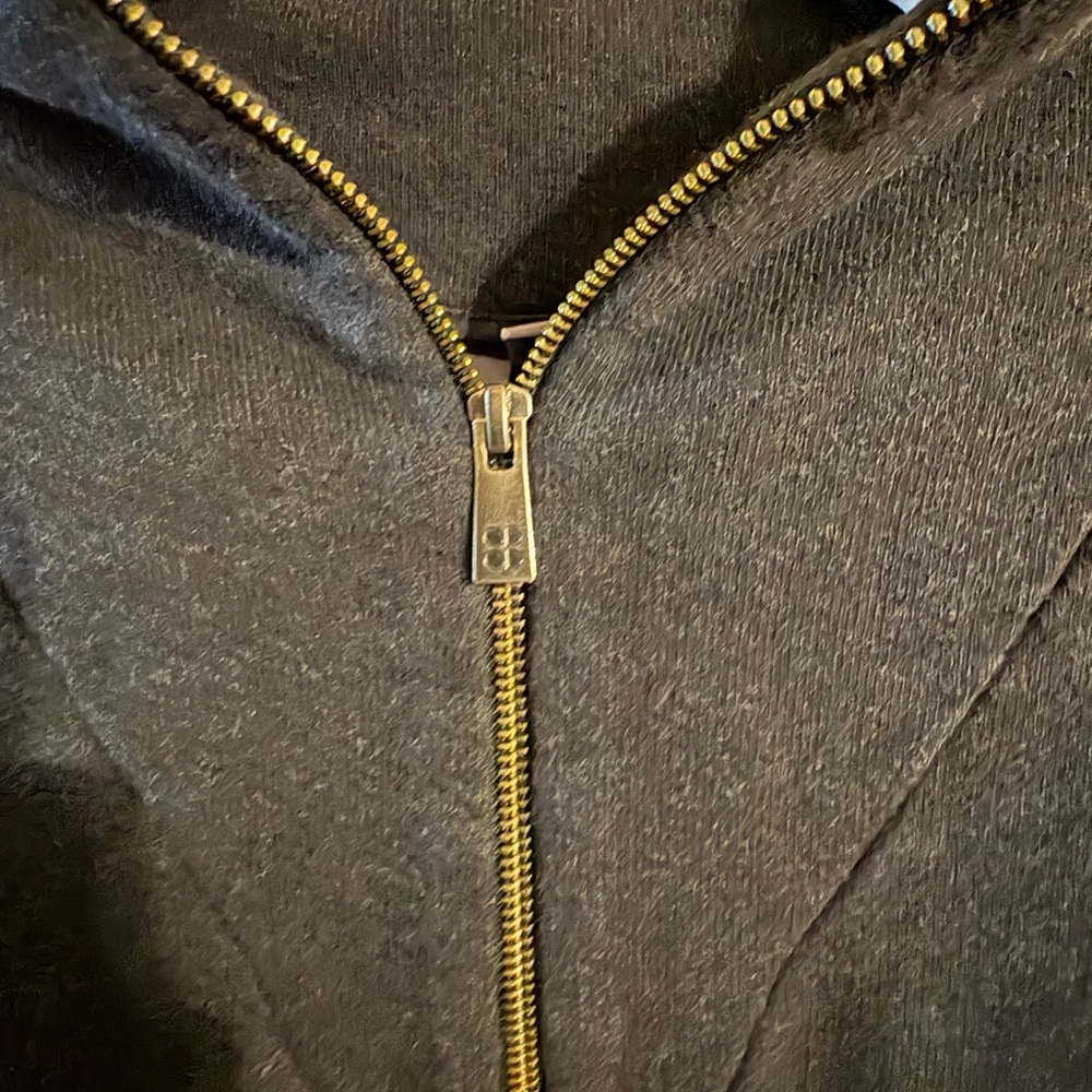 Sweaty Betty Charcoal Gray Cropped Quarter Zip Fleece Pullover Size Small - Picture 3 of 4